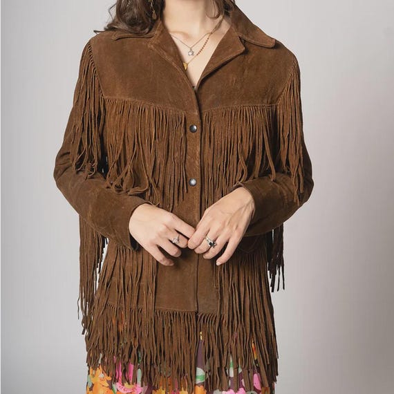 Vintage Western Suede Leather Fringe Jacket for Women – Cowboy