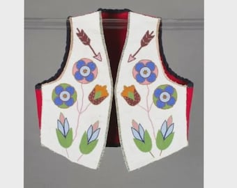 Old American Style Handmade Beaded Front Powwow Regalia Vest