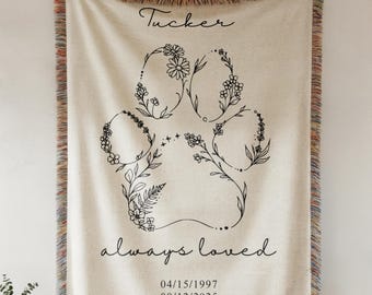 Dog Memorial Blanket Personalized, Pet Loss Gift, Custom Dog Remembrance Throw, Pet Sympathy Gift, Dog Loss Keepsake, Always Loved Blanket
