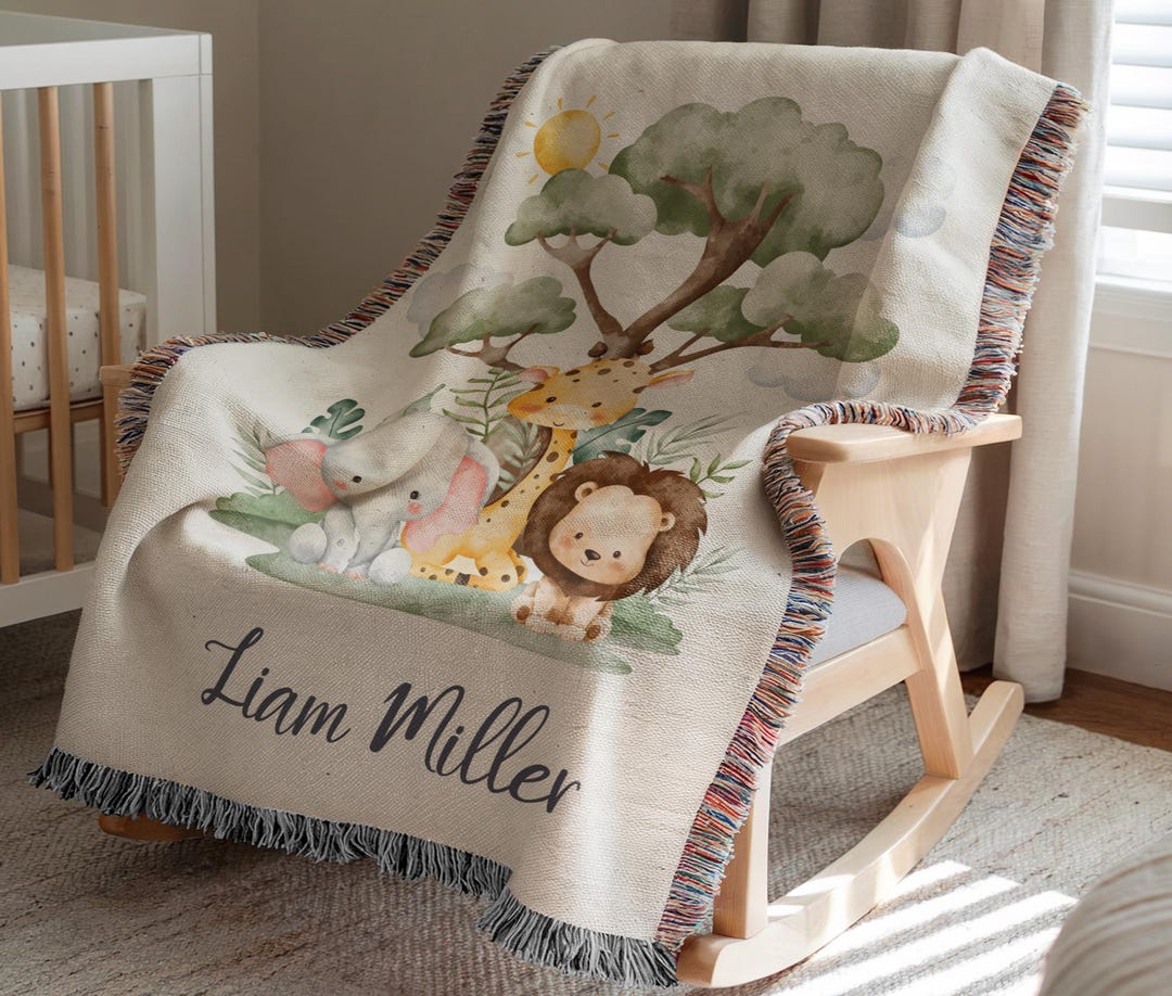 Personalized Jungle Baby Blanket, Safari Animal Name Blanket for Boys ...