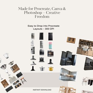 Procreate furniture for kitchen | Interior Design Sketch Blocks with Transparent Drag-and-Drop Elements for Digital Layouts image 6
