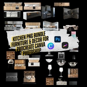 Procreate furniture for kitchen | Interior Design Sketch Blocks with Transparent Drag-and-Drop Elements for Digital Layouts image 2