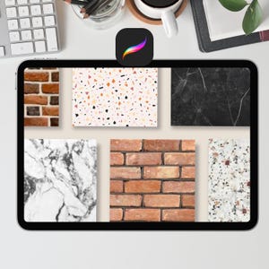 Procreate brushes, digital texture pack, marble brick terrazzo textures, seamless pattern brushes for iPad art & illustration