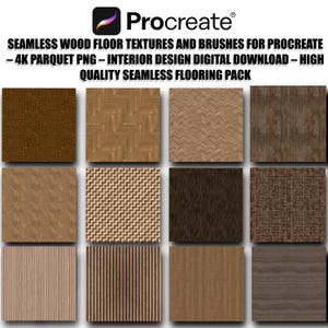 Naadloze houten vloertextuur voor Procreate – 4K parket PNG – Digitale download voor interieurontwerp – Hoogwaardig naadloos vloerpakket