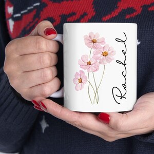 Custom Coffee Mug, Personalized Bridesmaid Mug, Bridal Party Gift, Flower Mug, Birthday Gift, Gifts for Her/Mom/Women