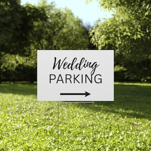 Wedding Parking Yard Sign with Arrow | Left or Right Facing | Outdoor Wedding Signage | Party Event Direction Sign | Durable Lawn Decor