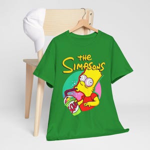 Camiseta unisex de algodón grueso de Bart Simpson, camiseta de dibujos animados, regalo divertido, ropa retro, ropa informal, regalo para fans.