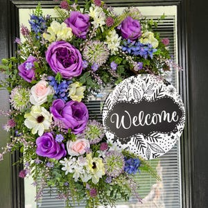 Purple Rose Welcome Wreath