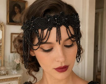 1920s Rhinestone Headband | Art Deco Bridal Hair Accessory | Vintage Flapper Headpiece | Masquerade & Renaissance Ball Costume