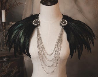 Viking Feather Cape | Medieval Faux Feather Shawl | Renaissance Faire Cloak | Fantasy Cosplay Cape | Woodland Costume Accessory