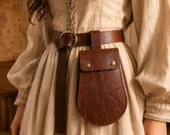 Renaissance Belt with Pouch | Medieval Faux Leather Belt | Viking Costume Accessory | LARP Cosplay Belt | Renaissance Faire Outfit