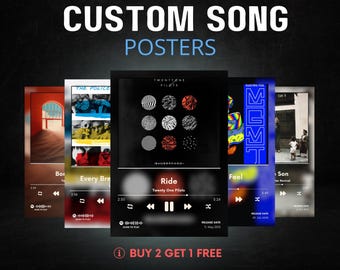 Póster con portada de canción personalizada / Arte mural musical personalizado (Descarga digital)