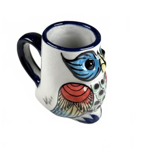 Palopo Guatemala Mayan Owl Mug Hand Painted Folk Art Earthenware Terracotta