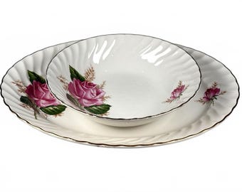 Swinnertons Royal Wessex Alicia Pink Rose Ironstone serveerschaal en komset