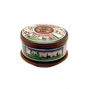 Vintage Decorative Handmade Cusco Peru Folk Art Trinket Box Andean Llama Scene