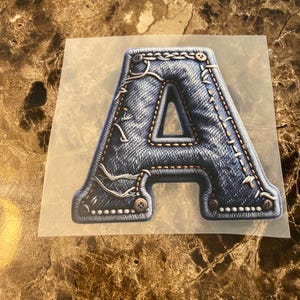 DFT Heat Transfer Iron On - Design de jeans com alfabeto