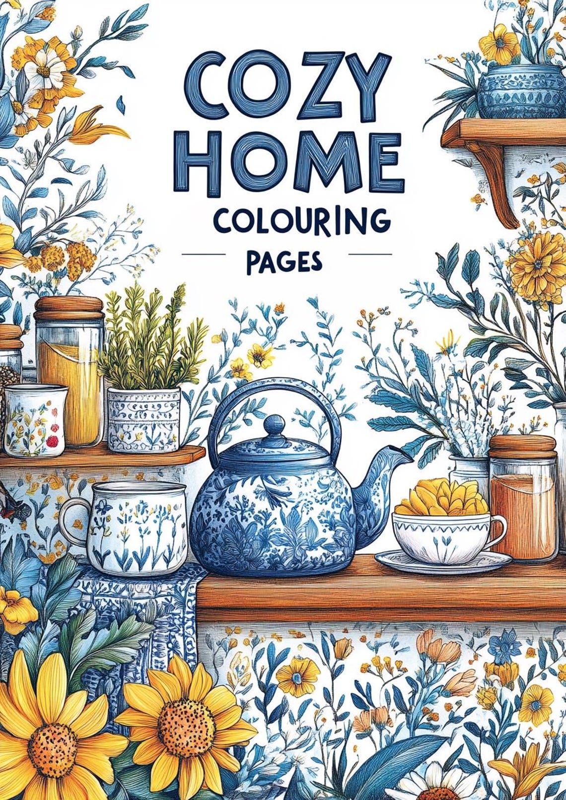 Printable Cozy Home Coloring Book for Adults ??? 10 Page Digital Download ...