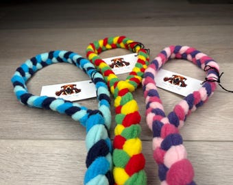 Braided Fleece Dog Tug Toy with Handle