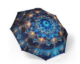 Mandala Umbrella 48 Inch, Festival Rain Gear, Sacred Geometry Gift