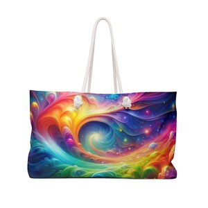 Kosmische Tragetasche - Pride LGBTQ + Light Burst Design - Strahlende Strahlen Strandtasche - Pride Month Geschenk - Praktisches, fröhliches Geschenk