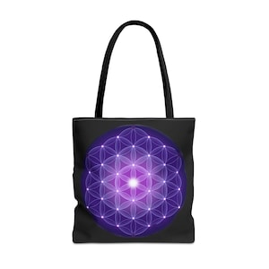 Lila Mandala Einkaufstasche - Dieses Schöne Heilige Geometrie Design strahlt energetische Freude aus.