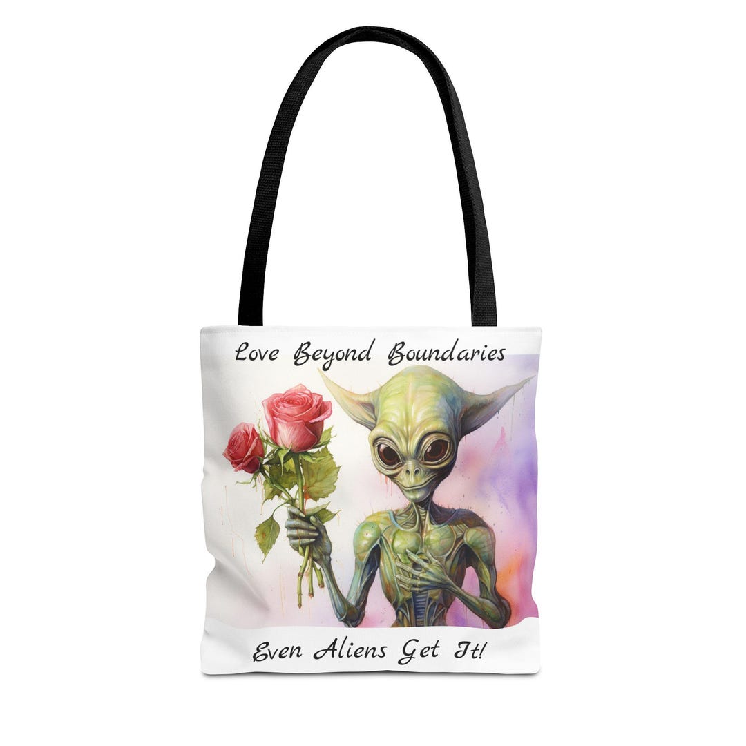 Alien Art Tote Bags, “love Beyond Boundaries, Even Aliens Get It ...