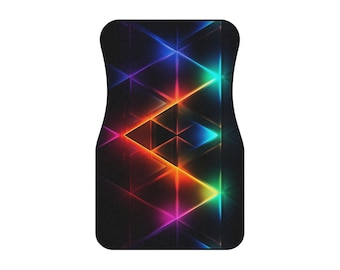 Vibrant Geometric Car Mats Set | Colorful Automotive Accessories for Car Enthusiasts, Perfect Gift for Birthdays, Holidays, Road Trips