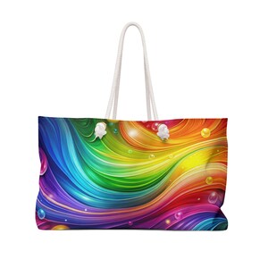 Regenbogen Welle und Blasen Weekender Tragetasche - Pride LGBTQ+ - Lebendige Strandtasche - Pride Month - Kunstliebhaber Geschenk - Einzigartiges praktisches freudiges Geschenk