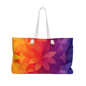 Ombre Sunset Farbverlauf Mandala Einkaufstasche - Ombre Abstraktes Blumenmuster - Orange bis Lila Ombre Design - Geometrische Kunst Yoga bis Strandtasche
