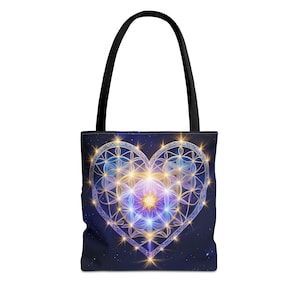 Blume des Lebens Herz Tragetasche - Mandala Heilige Geometrie, um Ihre täglichen Reisen freudig zu energetisieren