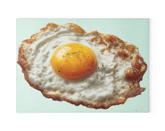 Glass Cutting Board, Realistic, But Bigger Than Life, Fried Egg Graphic, Quirky Kitchen Decor, Any Occasion Gift for Him/Her, Gift for Dad.