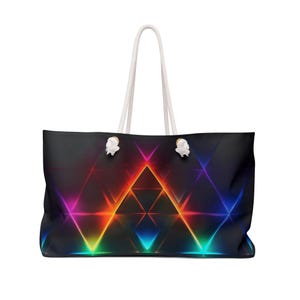 Lebendige Weekender Tasche, der Neonglanz der geometrischen abstrakten Kunst sorgt garantiert für Gesprächsstoff auf Festivals, in Kunstgalerien und in Cafés.