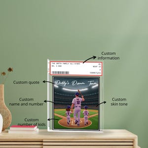 Personalisierte Baseball Dad Acrylblock, Benutzerdefinierte Familien Sport-Karte, Papas Dream Team Geschenk Einzigartiges Geschenk für Papa, Vatertagsgeschenk