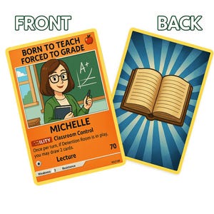 Personalized Teacher Trading Card, Funny Teacher Gift, Custom Card for Educator, Back to School Keepsake