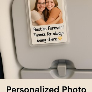 Clipe de viseira de carro com foto personalizada, presente para melhor amiga, presente com foto personalizada, etiqueta de carro personalizada, pingente de retrovisor para melhor amiga, presente de amizade para ela