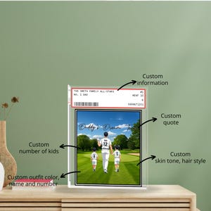 Personalisierter Golf Dad Acrylblock, Benutzerdefiniertes Familiensportticket, Papas Dream Team Geschenk, Einzigartiges Geschenk für Papa, Vatertagsgeschenk
