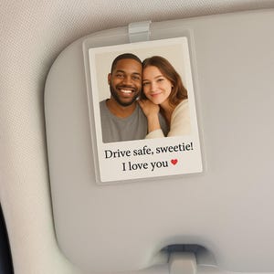 Foto de coche personalizada, regalo "Conduce con cuidado", llavero "Te amo", tarjeta con foto de pareja personalizada, abalorio para espejo retrovisor de coche para regalo de aniversario.