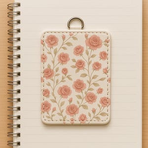 Tarjetero floral con diseño de rosas y llavero, bonito tarjetero delgado para mujer, accesorio minimalista