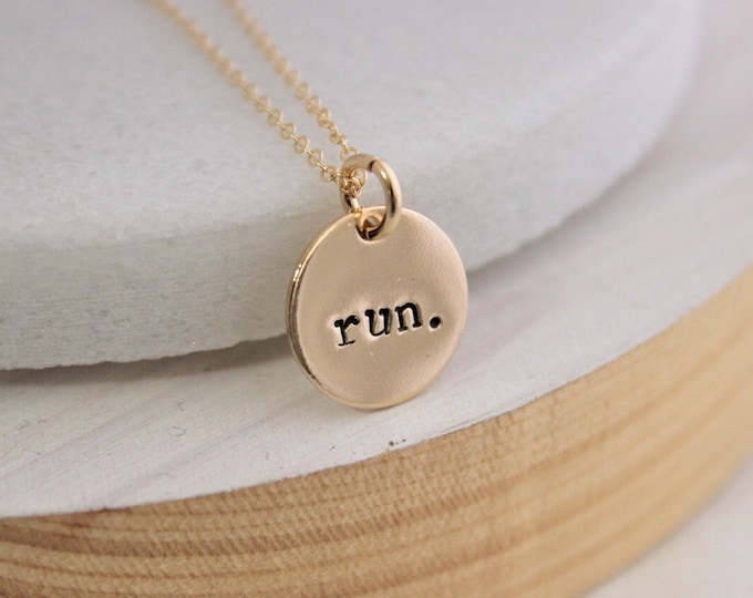 Run Necklace: Marathon Pendant, Athlete Jewelry, Gift for Runner, Silver or gold