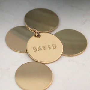 Personalized 14k Gold Filled Disc Pendant: Custom Stamped Name