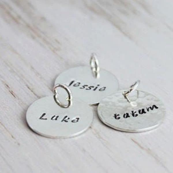 personalized name disc | medium 5/8" | sterling silver stamped name disc | name tag pendant | round name charm | kids names necklace