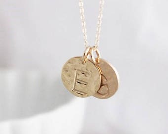 mom necklace • silver or gold • casual, sophisticated everyday jewelry • gold disc initial • mommy jewelry • new mom push present