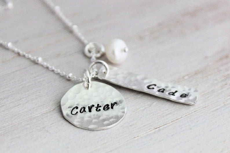 Custom hand stamped names mothers keepsake necklace Etsy