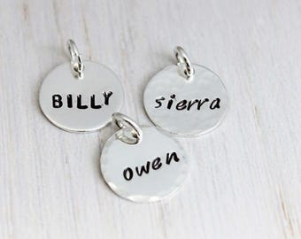 Hand Stamped Sterling Silver Disc: Personalized Name Tag (1/2")