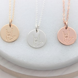 I Love You Sign Language Necklace: Sterling Silver ASL Hand Gesture