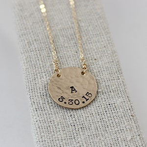 gold personalized necklace, push present for new mom, new baby gift, gold initial pendant