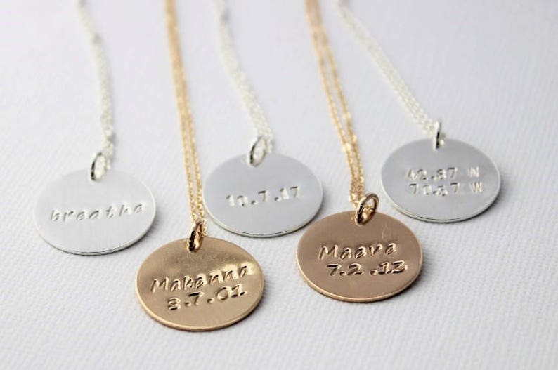 Personalized Name Necklace Birthdate Jewelry Kids Name Etsy