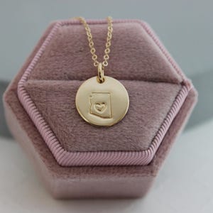 Arizona Disc Necklace: Hand Stamped 14k Gold Filled Charm
