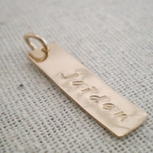 14k Gold Filled Name Pendant: Personalized Stamped Rectangle Disc