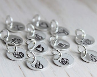 design stamp sterling silver disc • sterling silver add on • design your own charm necklace • tiny hand stamped charm